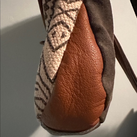 Myra Bag Brown and White Cowhide Shoulder Bag Crossbody Grey canvas western - Picture 12 of 12